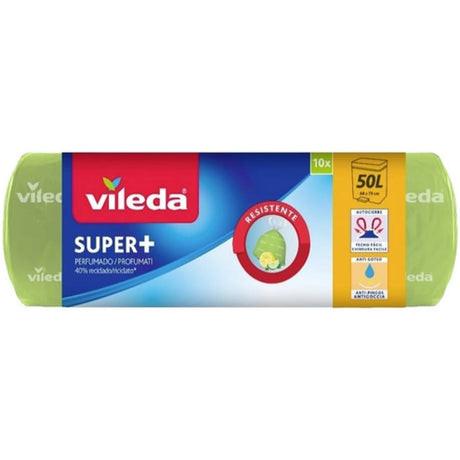 Vileda SUPER+ 50 Liter Müllbeutel, Zitrus Duft 1 Karton = 21 Rollen