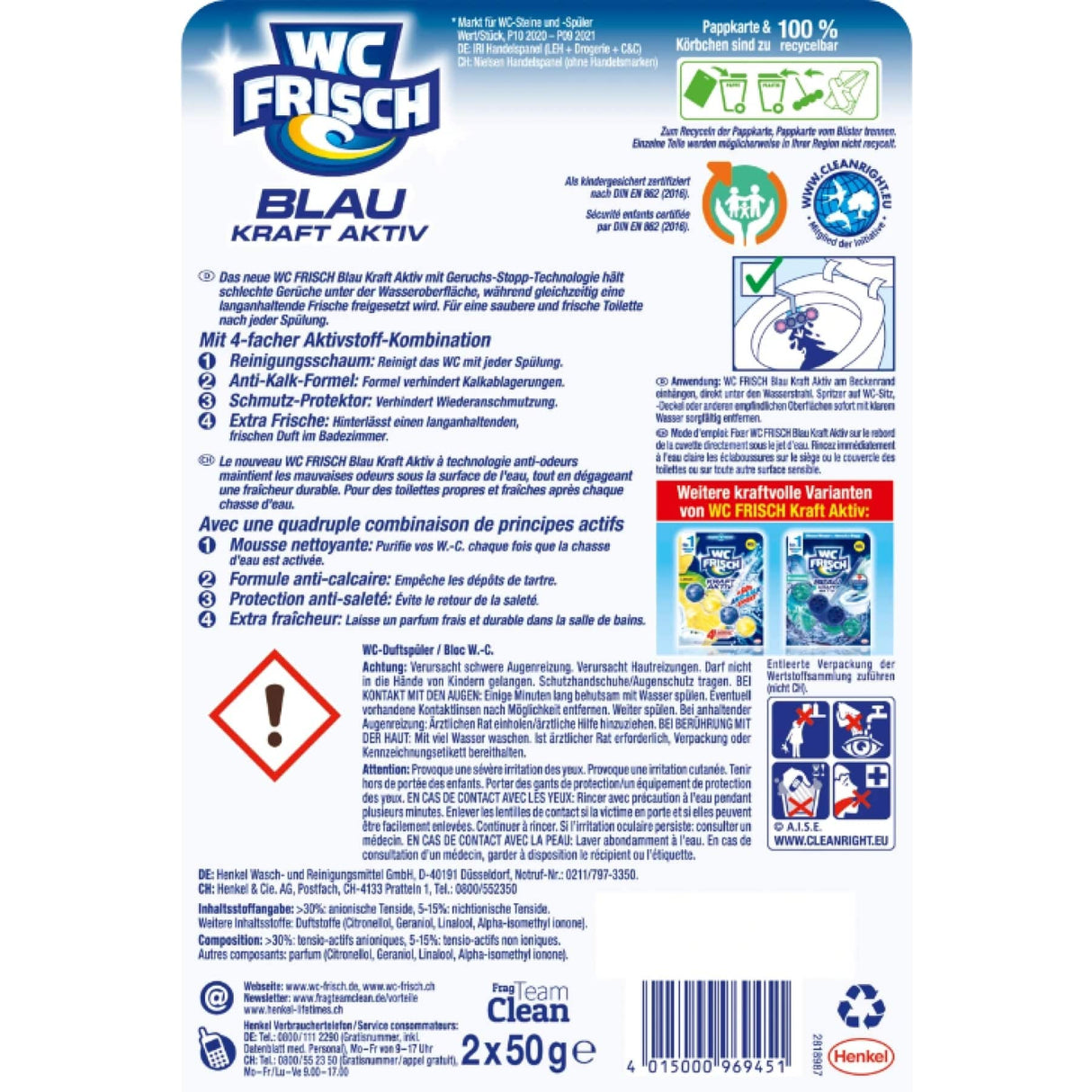 WC Frisch Kraft-Aktiv WC-Duftspüler Blau, Blütenfrische