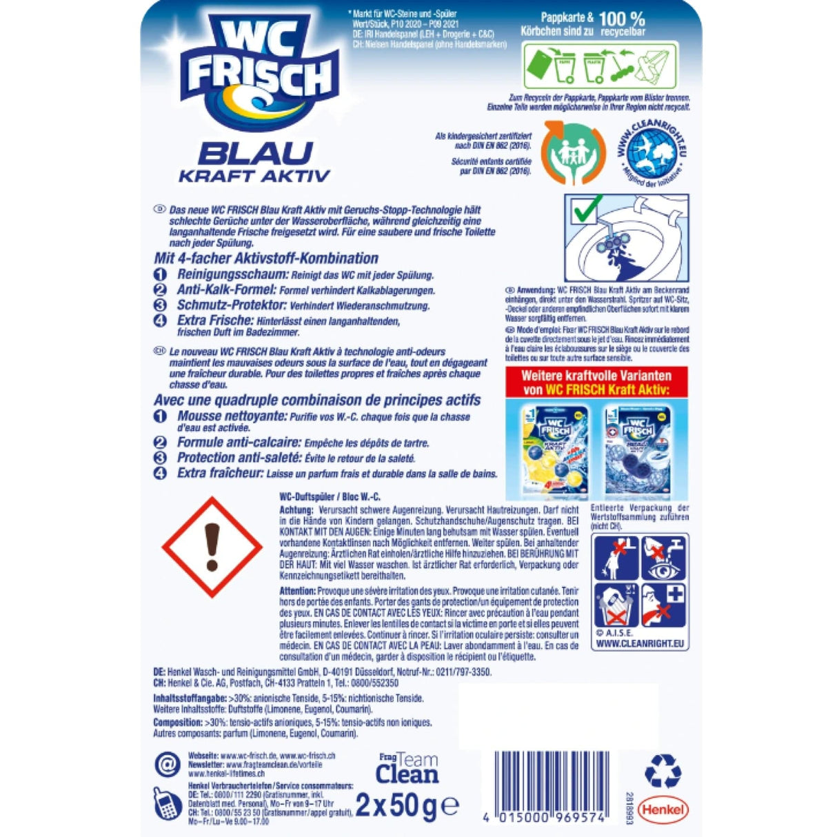 WC Frisch Kraft-Aktiv WC-Duftspüler Blau, Ozeanfrische
