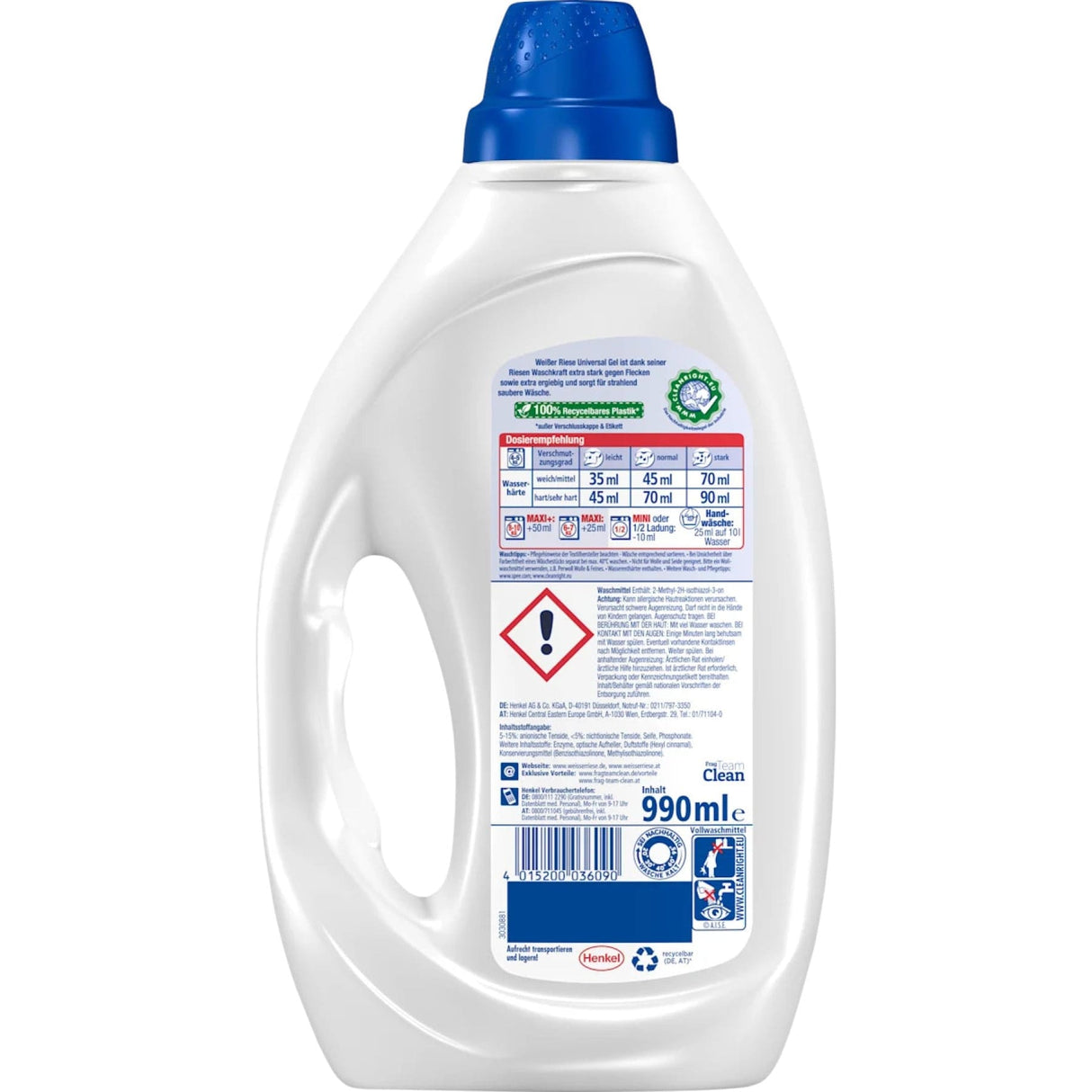 Weißer Riese  Universal Gel Vollwaschmittel, 22 WL