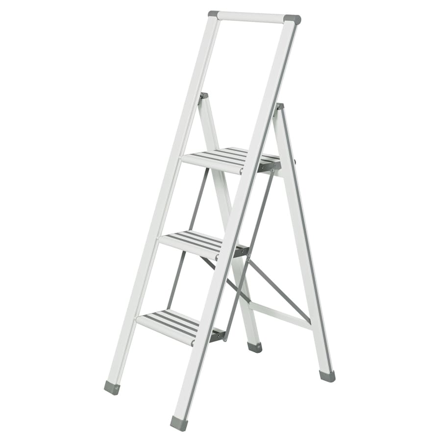 WENKO Alu-Design Klapptrittleiter mit Sicherheitsbügel 3-stufig