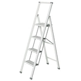 WENKO Alu-Design Klapptrittleiter mit Sicherheitsbügel 4-stufig