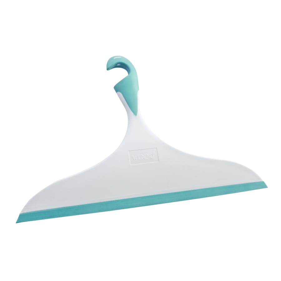 WENKO Badezimmerwischer XXL Loano mit Haken, 34 cm weiß-hellblau