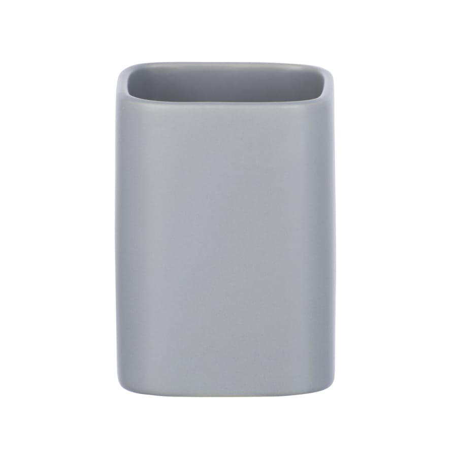 WENKO Hexa Zahnputzbecher aus Keramik grau