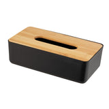 WENKO Kosmetiktücher Box Rotello mit Bambusdeckel schwarz