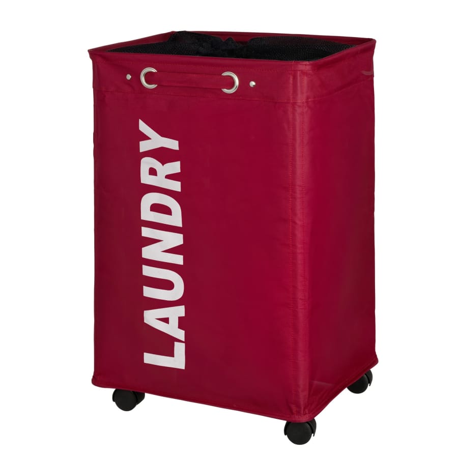 WENKO Quadro Wäschesammler, 79 Liter rot