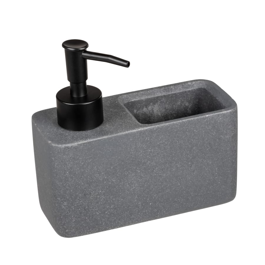 WENKO Spülmittelspender Resa mit Schwammablage, 150 ml grau