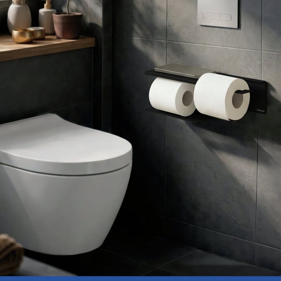 WENKO Turbo-Loc Toilettenpapierhalter Lizan mit Ablage