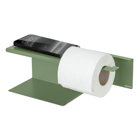 WENKO Turbo-Loc Toilettenpapierhalter Lizan mit Ablage grün