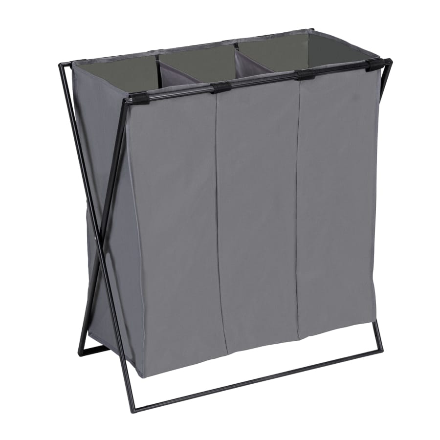 WENKO Wäschesammler Trio XL mit Eisengestell, 145 Liter grau