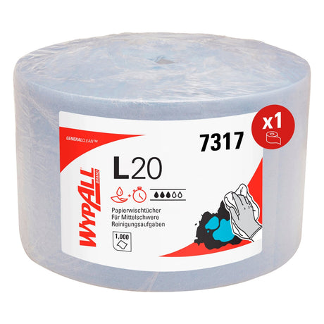 WYPALL* L20 Extra Wischtücher 1 Paket = 1 Rolle à 1000 Abrisse 23,5 x 38 cm Blau
