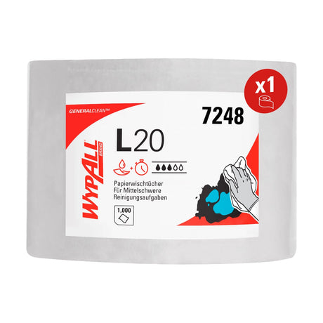 WYPALL* L20 Extra Wischtücher 1 Paket = 1 Rolle à 1000 Abrisse 23,5 x 38 cm Weiß