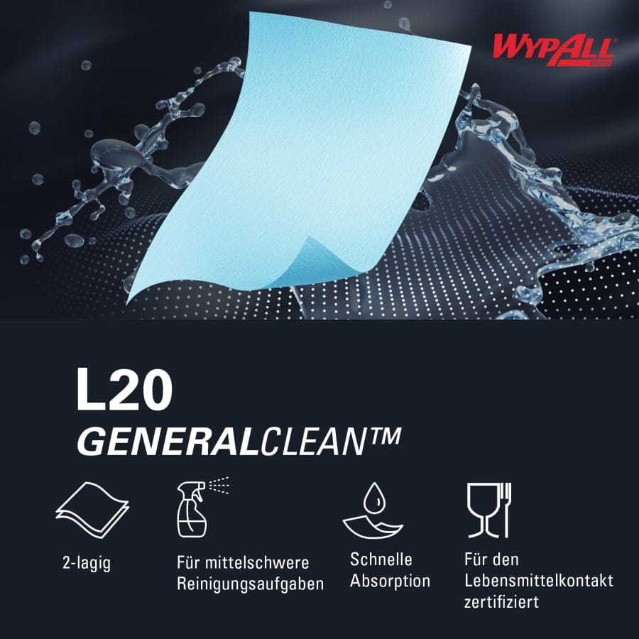 WypAll® L20 Papierwischtücher, 2-lagig