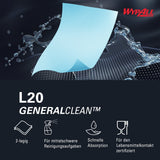 WypAll® L20 Wischtücher, 2-lagig, blau