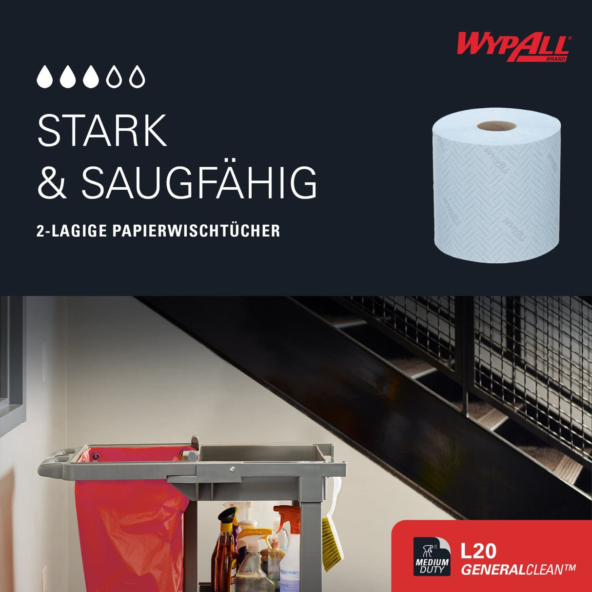 WypAll® L20 Wischtücher, 2-lagig, blau