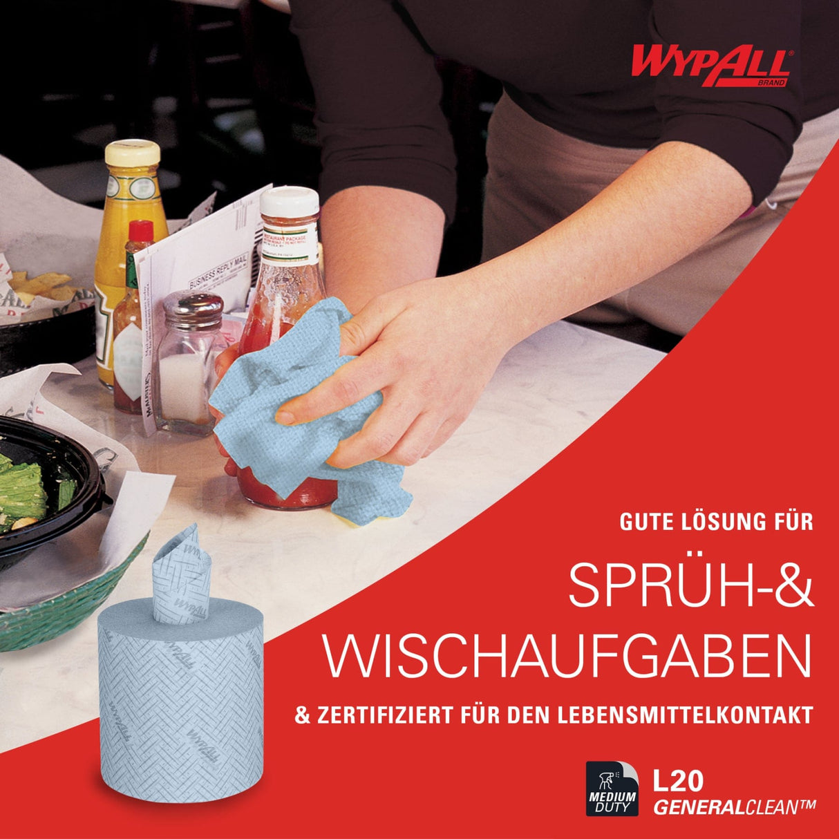 WypAll® L20 Wischtücher, 2-lagig, blau
