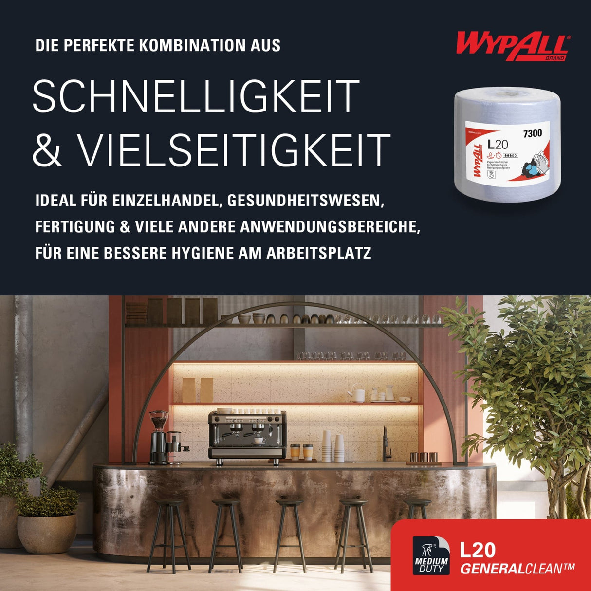 WypAll® L20 Wischtücher - Großrolle, blau