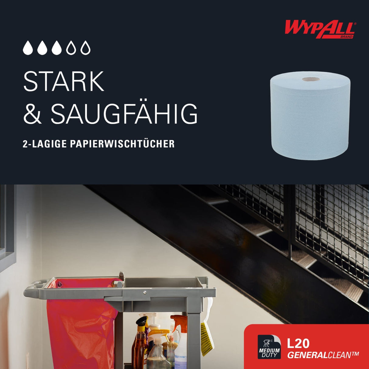 WypAll® L20 Wischtücher - Großrolle, blau