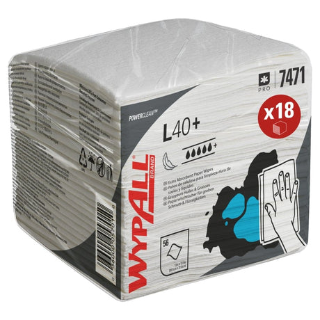 WypAll® L40 Wischtücher, 1-lagig, weiß ½ Palette = 12 Kartons à 18 Packungen