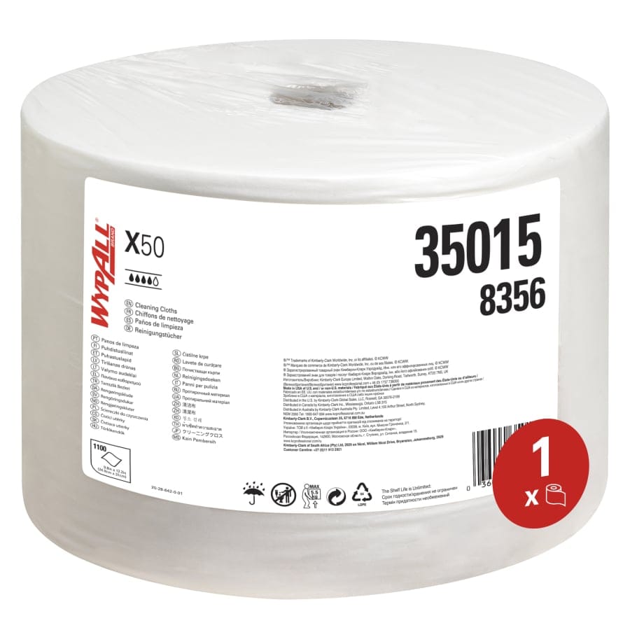 WypAll® X50 Reinigungstücher, 1-lagig, weiß