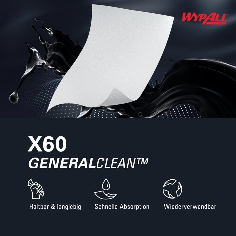 WypAll® X60 Reinigungstücher, 1-lagig, weiß