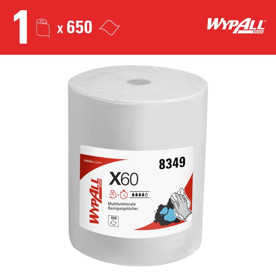 WypAll® X60 Reinigungstücher, 1-lagig, weiß