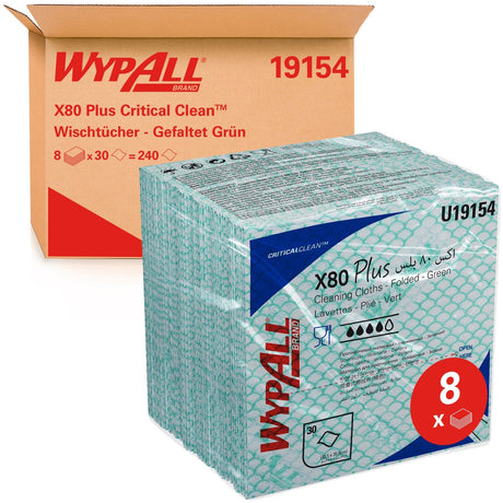 WypAll® X80 Plus Wischtücher, 1-lagig, 34,5 x 33,5 cm 1 Karton = 8 Beutel à 30 Tücher = 240 Tücher, grün