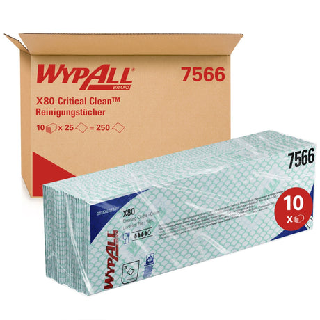 WYPALL* X80 Wischtücher - Interfold 1 Karton = 10 Boxen á 25 Tücher Grün