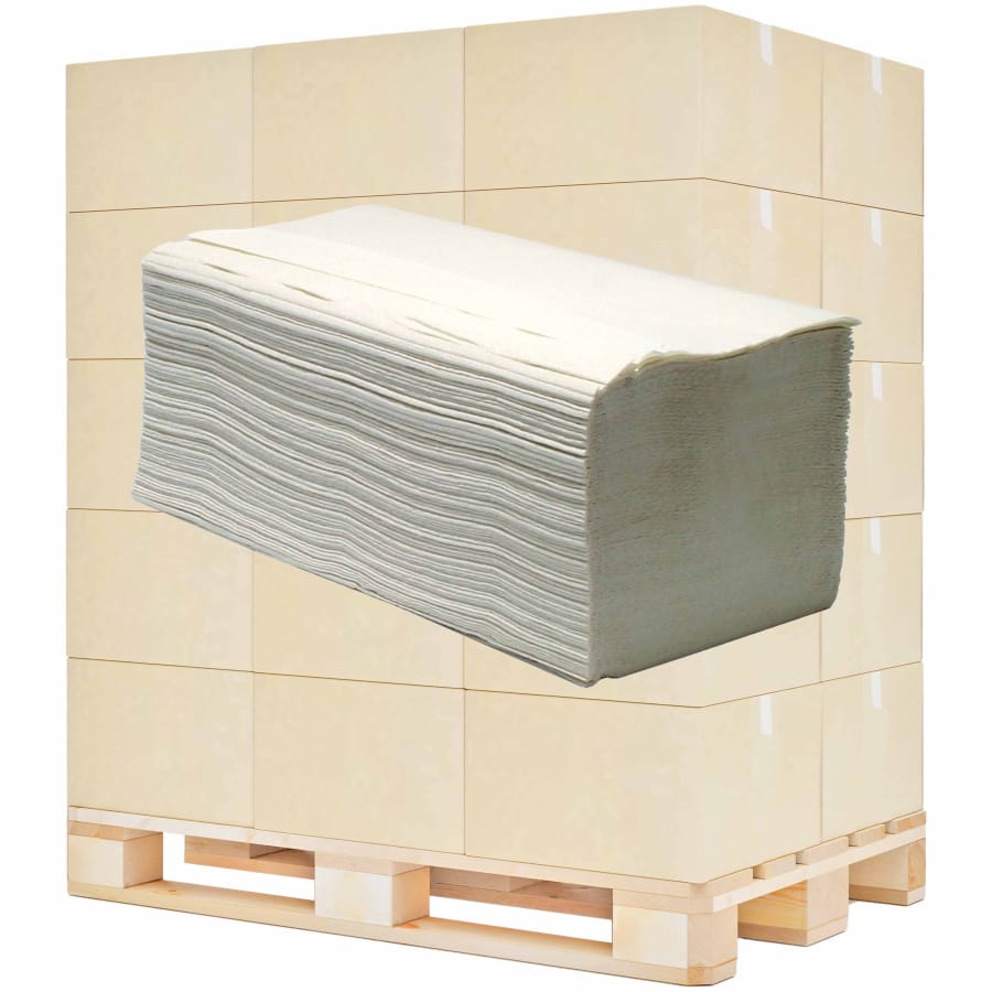 zetForm Falthandtücher 23,5 x 23 cm, 2-lagig natur, Palette = 32 Kartons