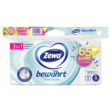 Zewa Bewährt Toilettenpapier, 3-lagig Lufterfrischer 1 Packung = 8 Rollen à 150 Blatt