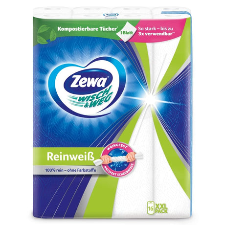 Zewa Küchenrolle Wisch&Weg Reinweiß – 1 Packung = 16 Rollen x 45 Blatt 1 Packung = 16 Rollen x 45 Blatt