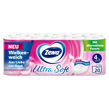 Zewa Ultra Soft Toilettenpapier, 4-lagig mit Strohanteil 1 Packung = 20 Rollen à 150 Blatt