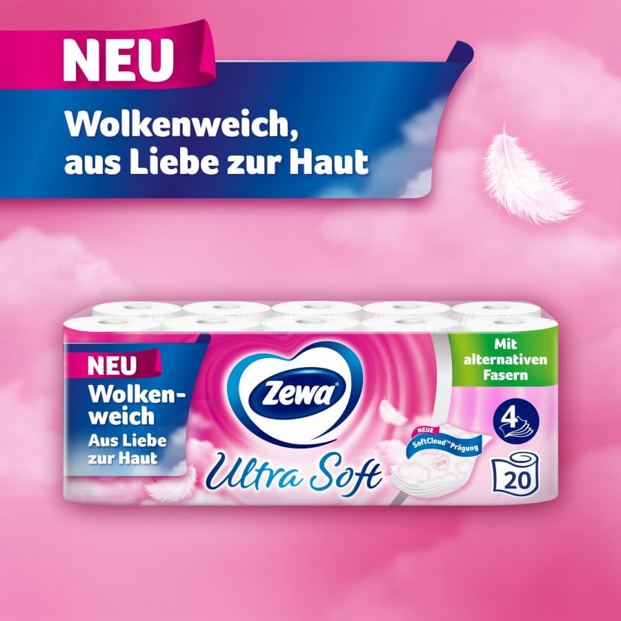 Zewa Ultra Soft Toilettenpapier, 4-lagig mit Strohanteil